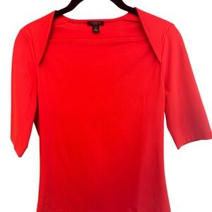 Ann Taylor Red Fitted Blouse with 3/4 Sleeves